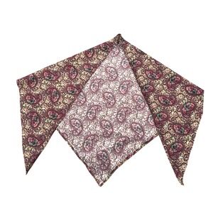 Vintage Paisley Burgundy Floral Triangle Bandana Scarf Neckerchief Head Wrap